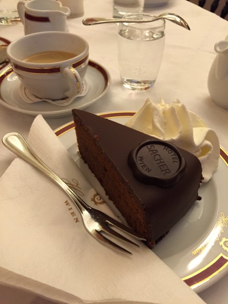 Vienna cafes and coffee houses : Coffee and Sacher Torte at Cafe Sacher