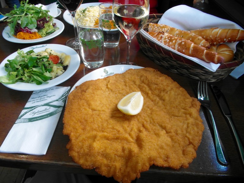 Wiener Schnitzel platter at Figlmüller restaurant